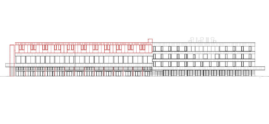 Hotel Ostfassade, Seitenansicht