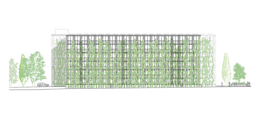 Parkhaus Seitenansicht, Westfassade